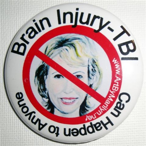 Gabrille (Gabby) Gifford Button for TBI/Traumatic Brain Injury (2-1/4 inch)
