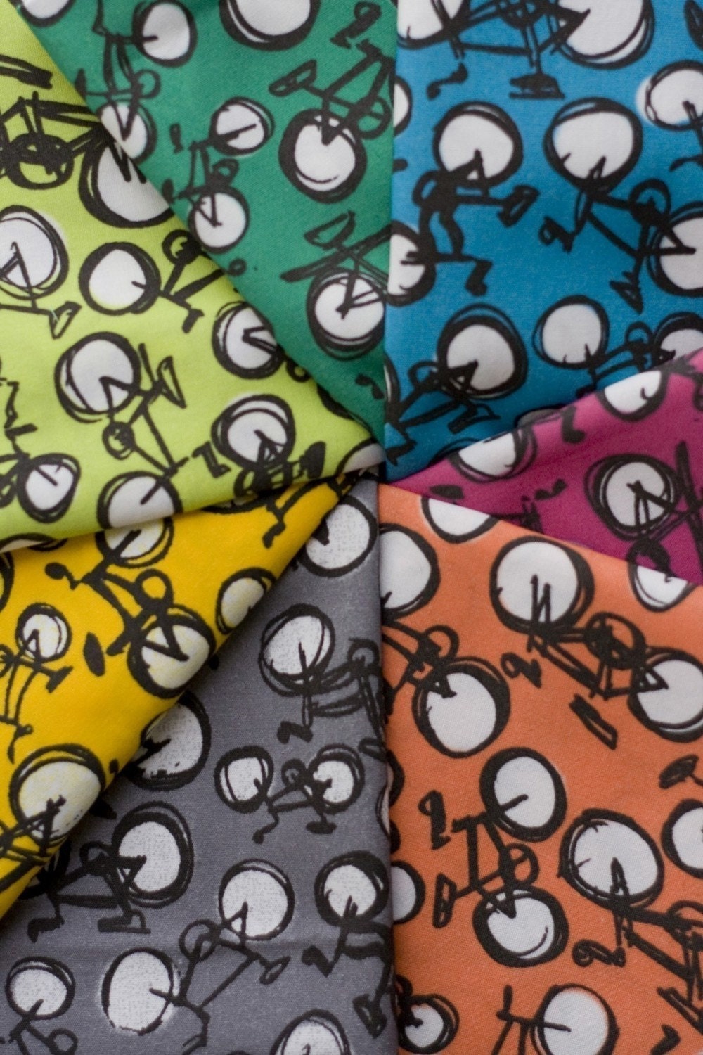 Bicycle Fabric - Four Pack Your Color Choice Hand-Drawn Original Design