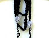 Skull Scarf Amigurumi Skulls Crocheted Lariat Necklace Halloween Day of the Dead Men Women Children Fashion Gifts Holiday Special