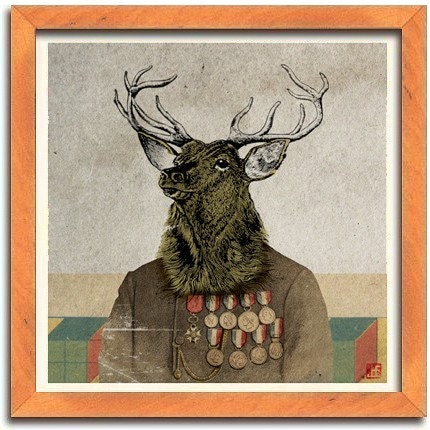6x6 Whimsical Animal Print - Stag
