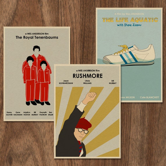 Wes Anderson set of 3 limited edition prints