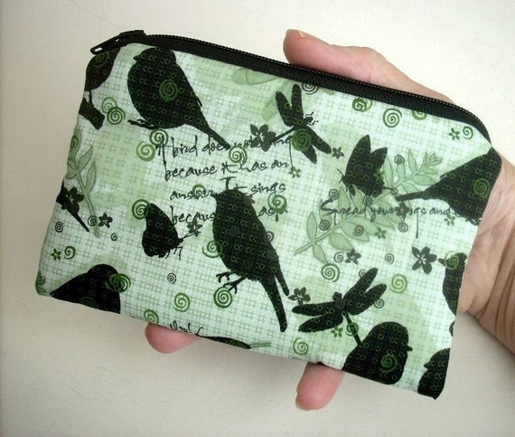 Green Zipper Pouch Coin Purse Eco Friendly Little Gadget Case Padded - NEW Natures Walk