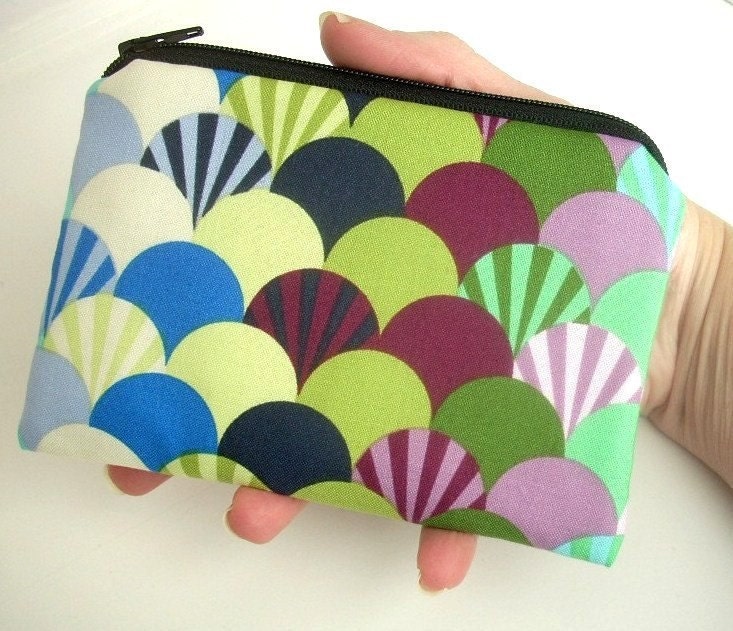 SALE Eco FRIENDLY Little Zipper pouch Coin Purse Gadget Case - Mist Fans (Padded)