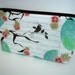 Cosmetic Bag Large Flat bottom zipper pouch Gaget Case (Padded) - Aqua Bird Blush LIMITED