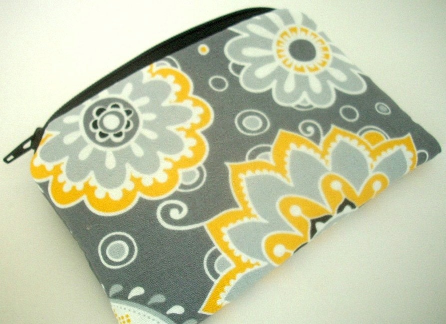 Yellow Dazzle Blooms Little Zipper pouch Coin purse Gadget Case ECO Friendly Padded
