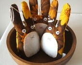 Stuffed bunny plush rabbit decoration in buttercup and chestnut