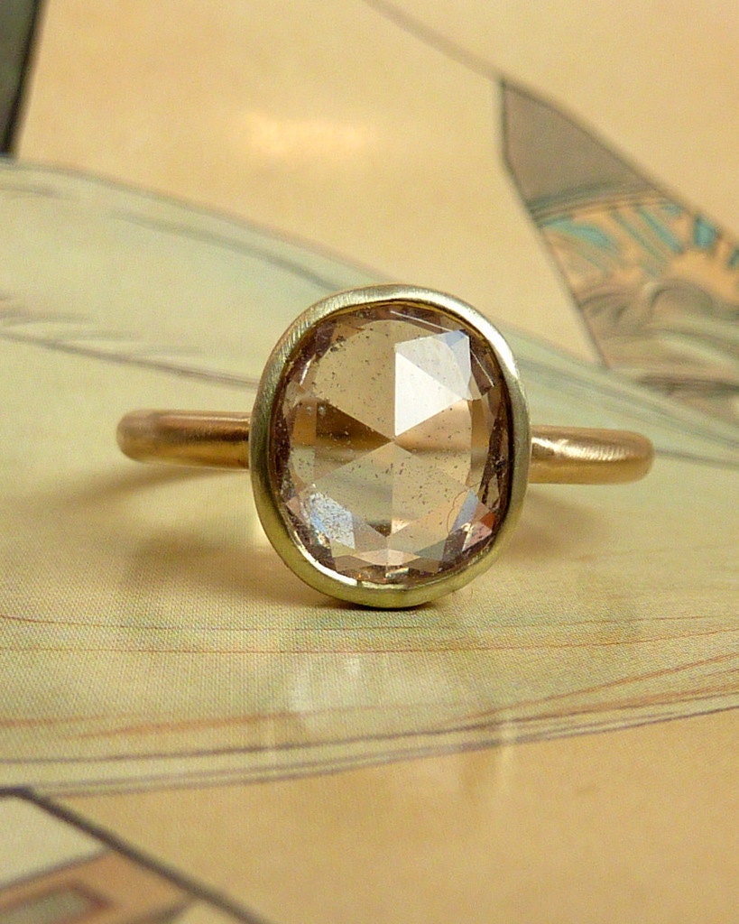 Khaki Green Oval Rose Cut Sapphire Ring deposit-custom for Jorgeevallee