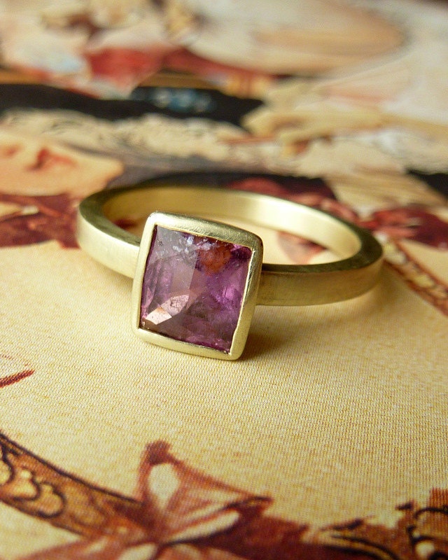 Deep Pink Rose Cut Sapphire Ring