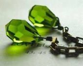 Mildred Pierce Earrings - Vintage Glass, Brass and Sterling