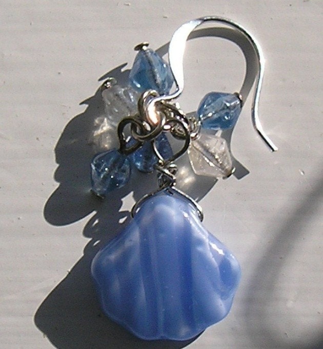 Blue Scallop Earrings