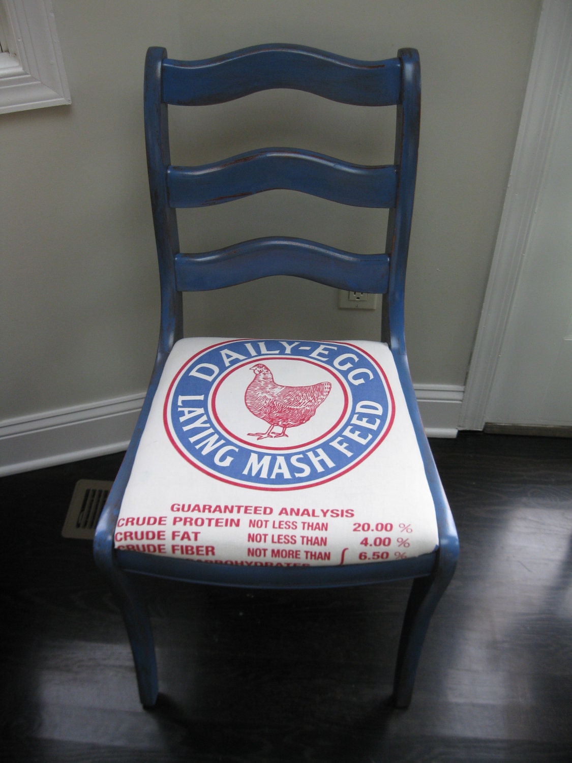 SALE Vintage Chair With Feedsack Seat