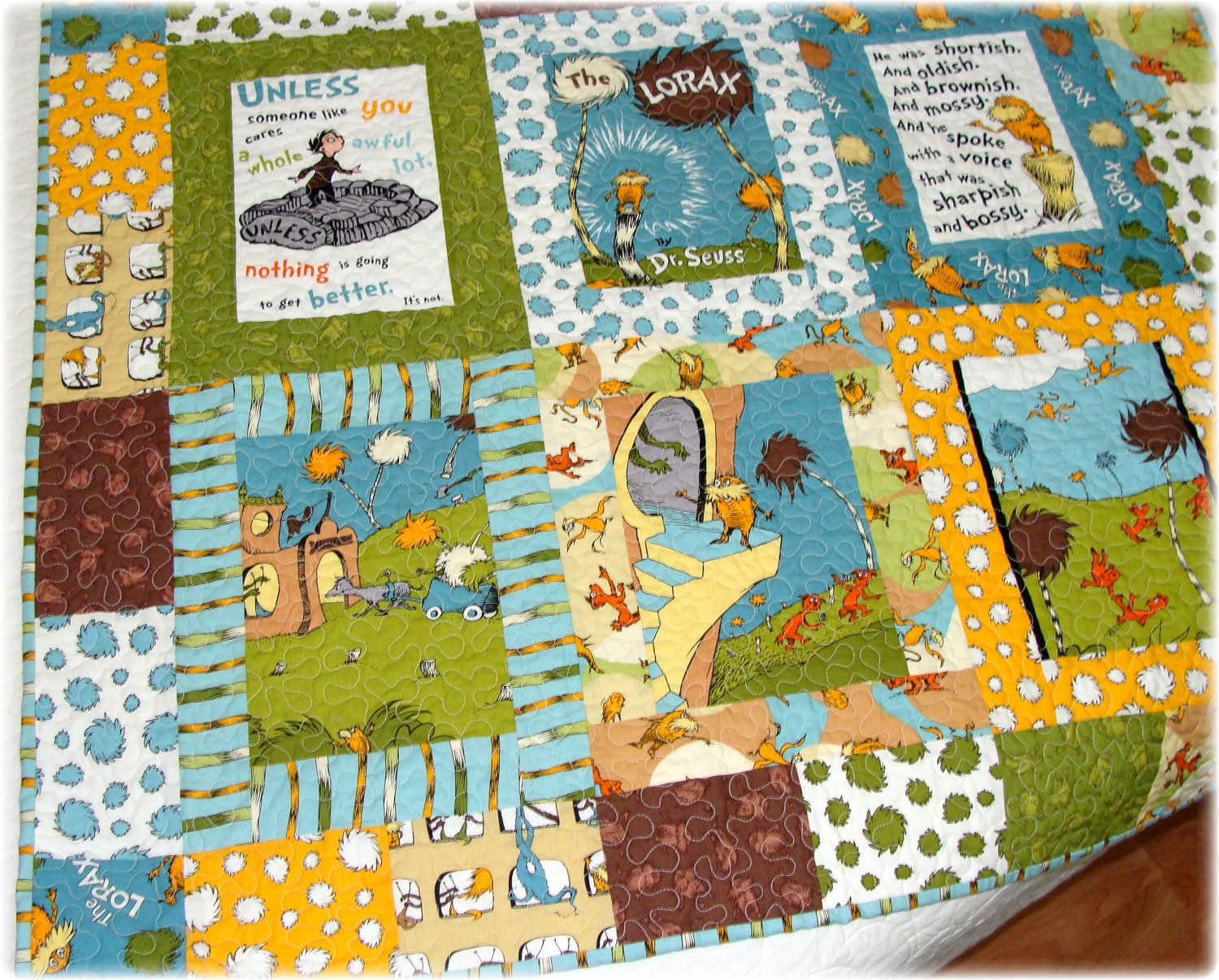 Baby Boy Quilt The Lorax Dr Seuss Earth CUSTOM  Made to Order