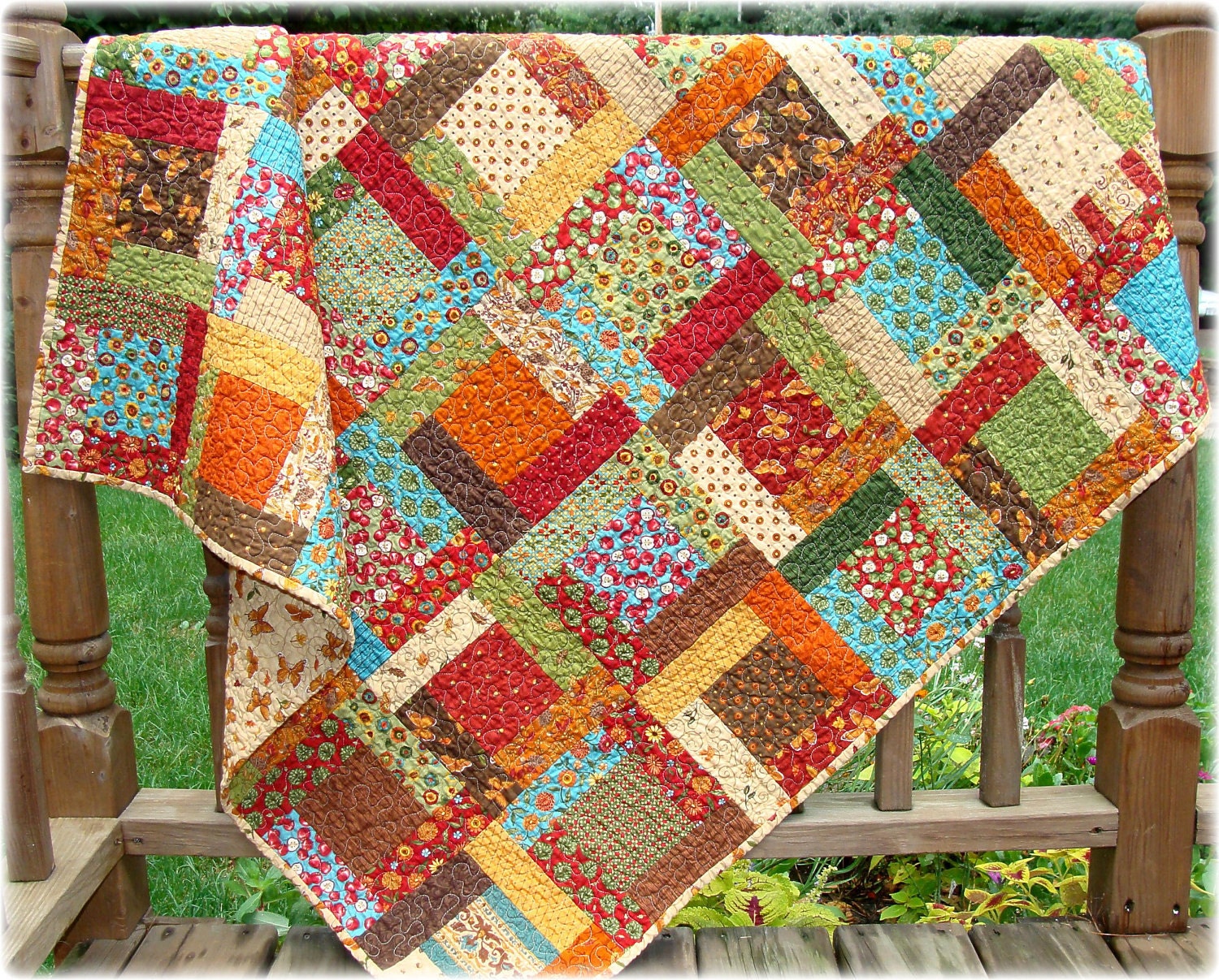 Autumn Orchard Scrappy Quilt by CarleneWestberg on Etsy