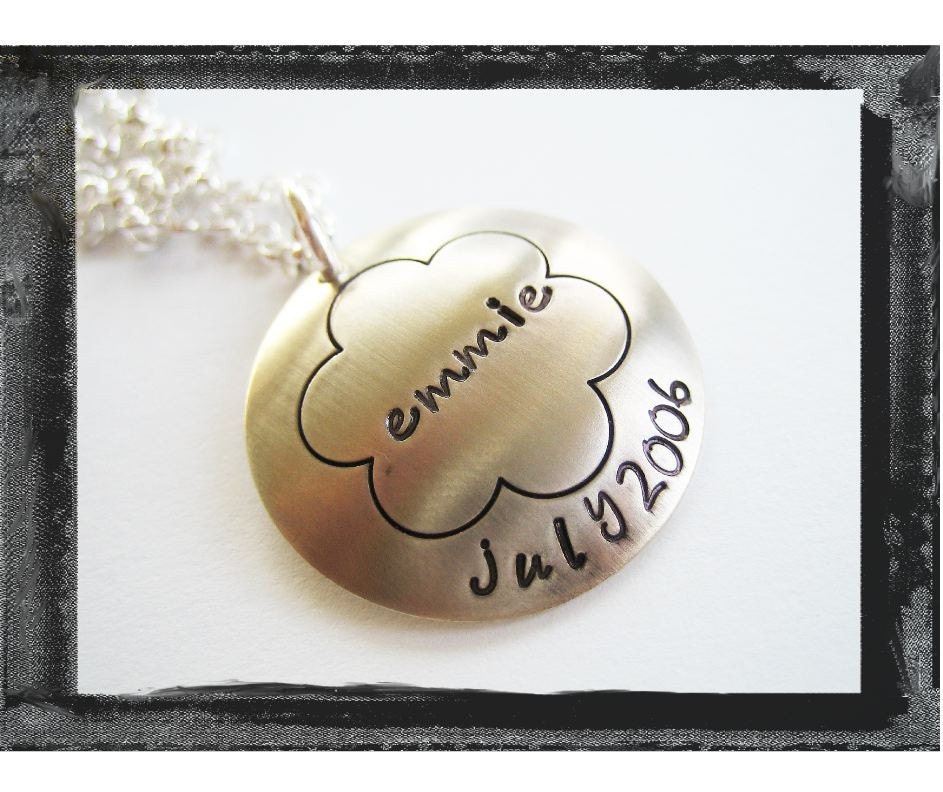 Hand Stamped Sterling Silver FLOWER Necklace...new design