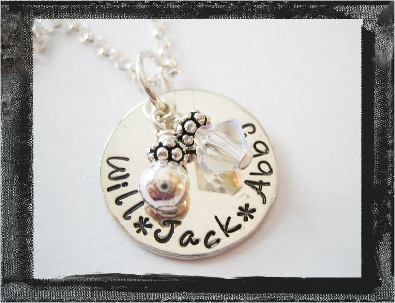 Sterling Silver Name Disc Tag Necklace in FUN FONT