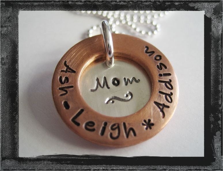 Personalized Jewelry - Hand Stamped Necklace - Sterling Silver & Copper Necklace
