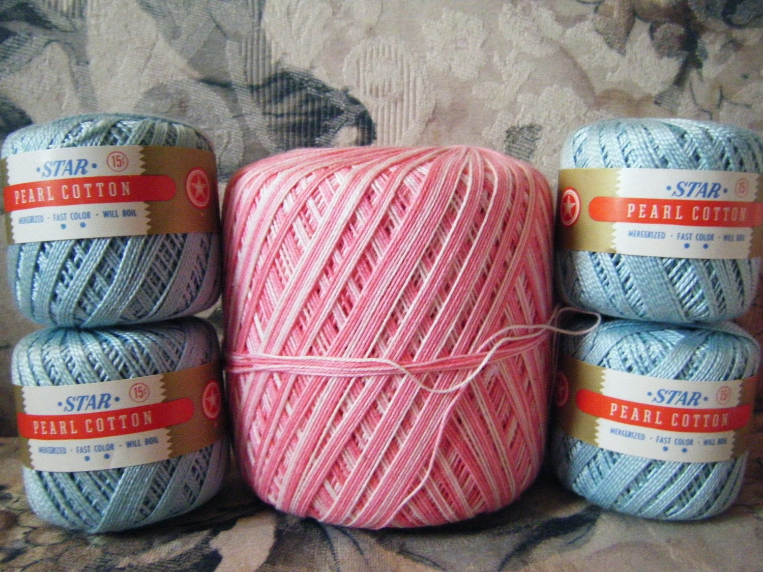 reserved for sam pink and blue for you 5 rolls of crochet thread