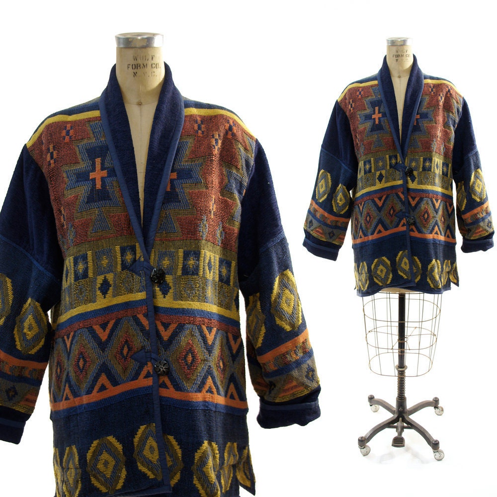 Southwest Tapestry Blanket Jacket vintage 80's / by SpunkVintage