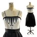 70s Beaded Taffeta Cocktail Dress in Graphic Black and White by Nancy Bracoloni for Shangri-la