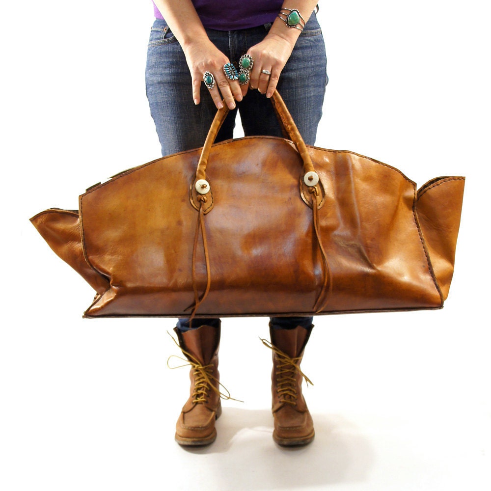 RESERVED for irelandatheart GIANT Leather Tote or Carry On Bag in Honey Brown