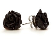 Black Rose Stud Earrings