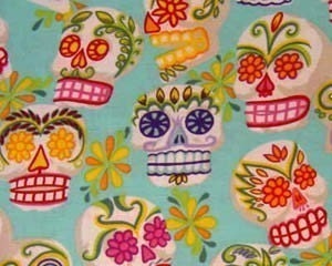 Alexander Henry Fabric Calaveras Teal Bkg 1 Yard