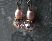 twilight . freshwater pearl and vintage glass earrings