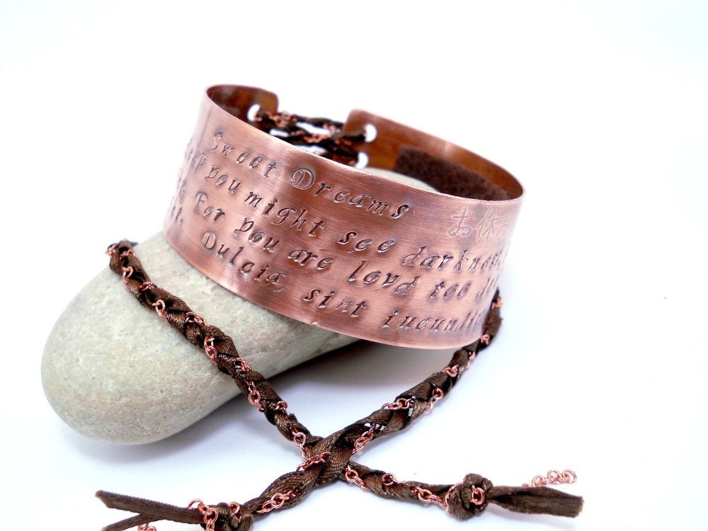 Custom Stamped Bracelet, Personalize this Corset Bracelet with a Poem, Phrase or message of your choice