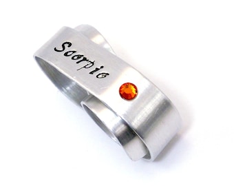 Scorpio Two Finger Ring - Personalized Zodiac Jewelry