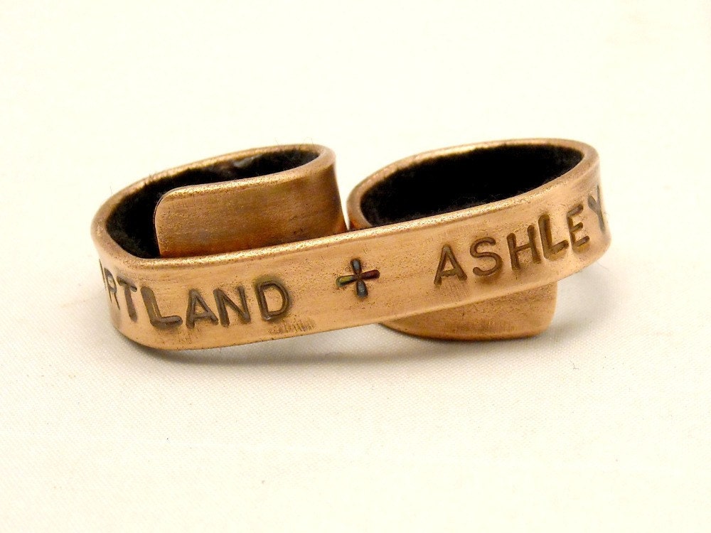 Copper Two Finger Ring, Personalized Two Finger Ring, Personalized Jewelry