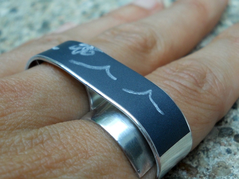 Chalkboard Ring, Blackboard Chalk Board Double Ring with White Chalk, Back to School - 'You Draw'