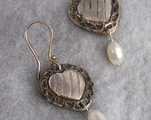 Fine Silver Hearts with Pearls Earrings  FSE012