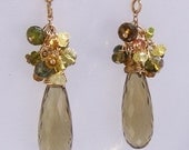 Earrings--Whiskey Quartz Faceted Drops JE137