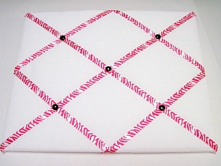 White and Pink Zebra Memory Board French Memo Board 20X16 on Etsy