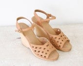 Leather Cut Out 1970s Wedges