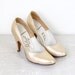 Metallic Gold Leather Heels Speckled White Pumps