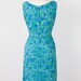 Green and Blue Impressionist Floral Wiggle Dress