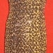 1970s Does 60s Hollywood Glamour Leopard Print Cocktail Dress Gold Sequins Plus Size 32 inch Waist