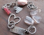 HEART Bracelet PINK Sterling Silver Valentines Day Gift LOVE
