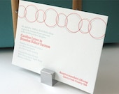 Letterpress wedding invitation - Orange and blue  Modern Sketches Design
