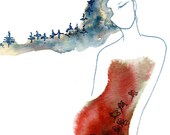 Morning Glory - Art Print dancing spirit woman graceful ballerina dancer fashion sketch dress design idea watercolor painting Oladesign 8x10