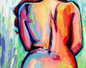 Nude original impasto oil painting canvas art by Aja