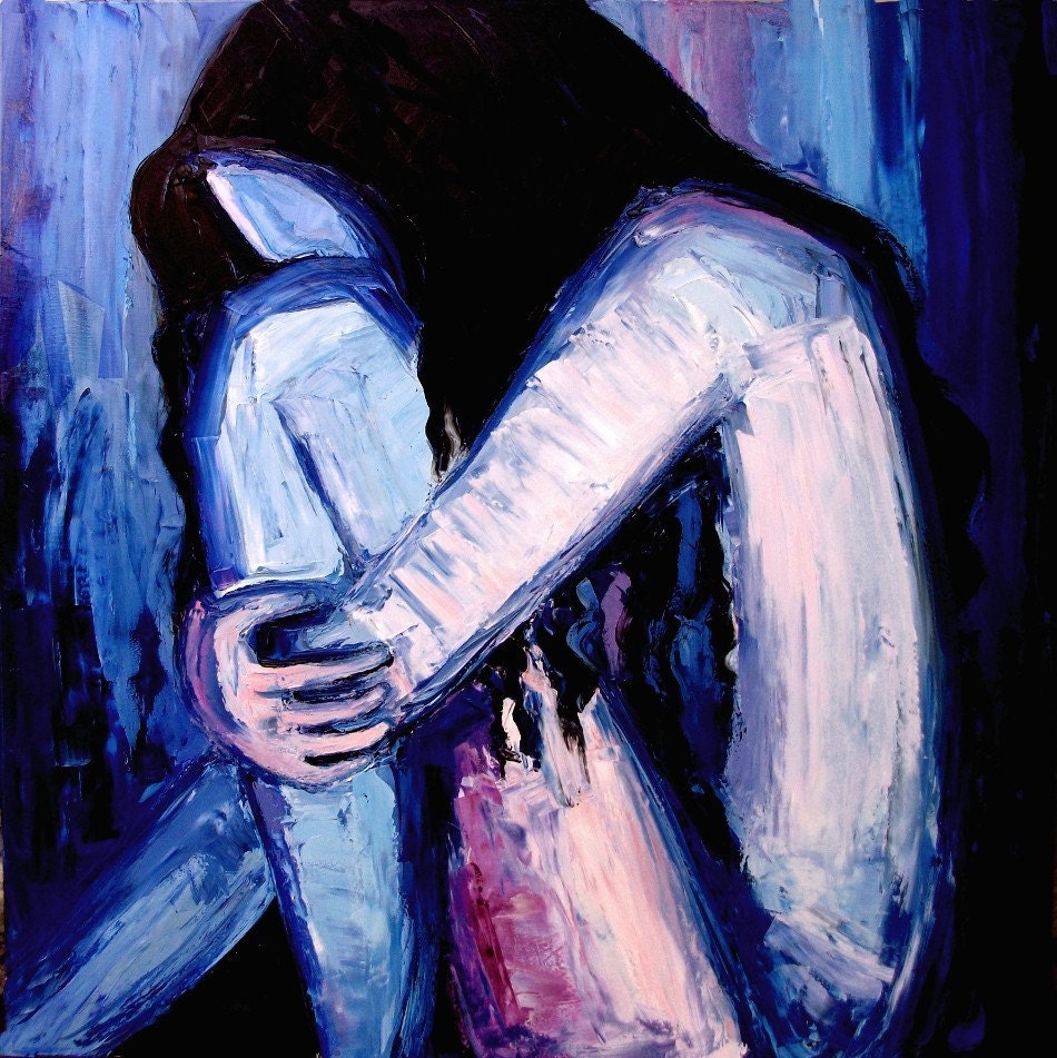 Abstract nude huge original oil painting by Aja