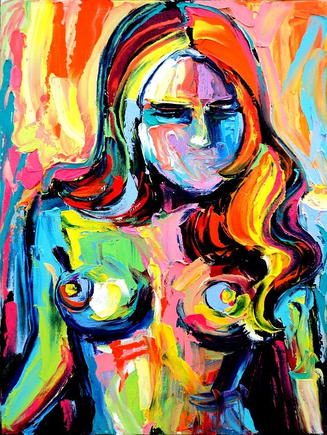 Sparks - 18x24 abstract nude signed Lustre print reproduction by Aja ebsq