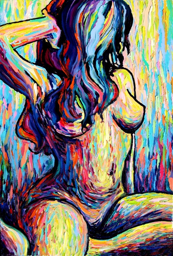 Reverie - 24x36 Original oil painting abstract nude female by Aja