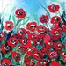 Original painting impasto poppies flowers art by Aja