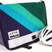 Forest Green Medi Messenger Bag w/ Colorful Diagonal Stripes