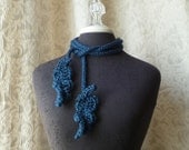 Brave Feather Lariat - Crocheted Scarflette - Wearable Fiber Art by Fringe - Teal