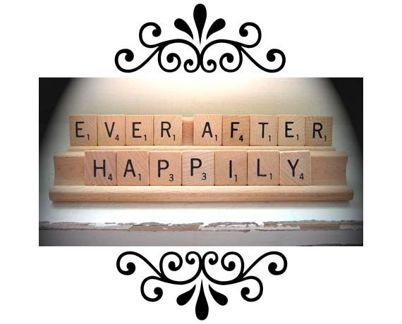 Wedding Favor Scrabble Saying Quote Happily Ever After Shabby Rustic Chic
