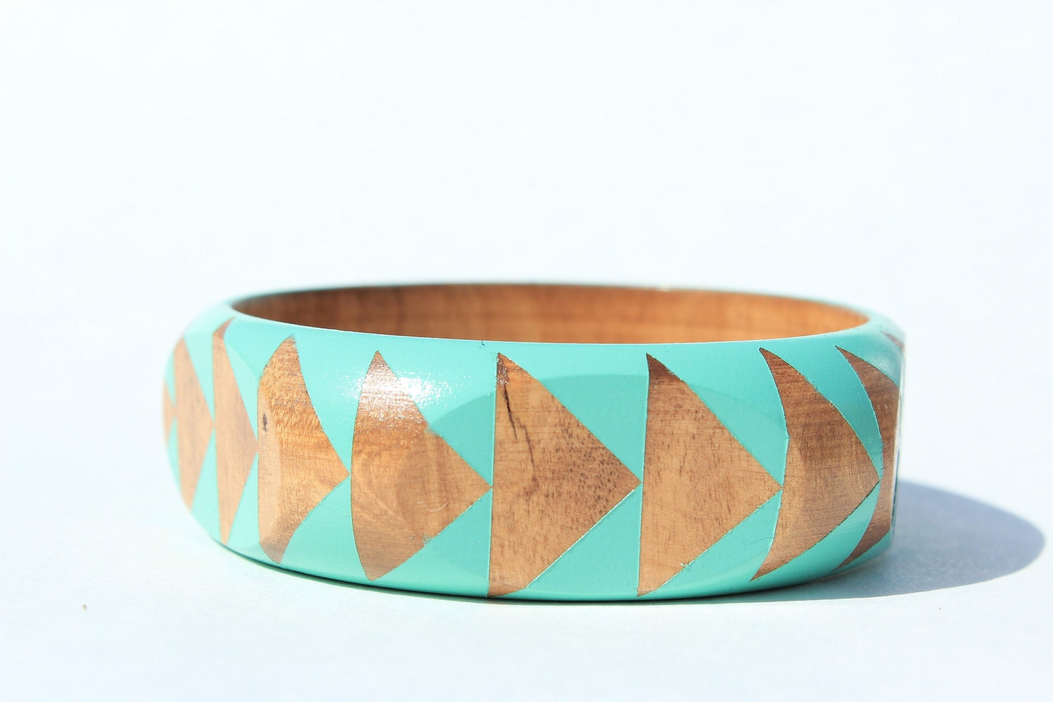 Seafoam Stained Wood Bangle-S-XL